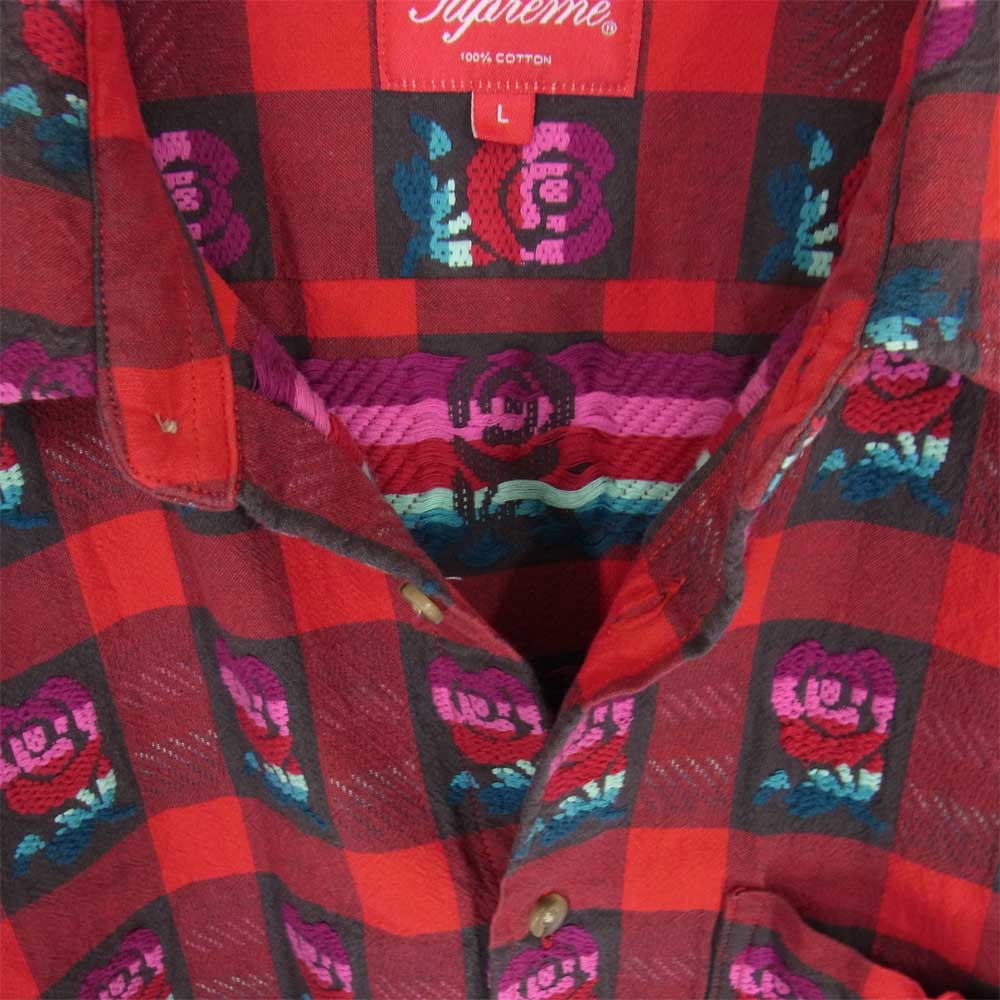 Supreme シュプリーム 19ss Rose Buffalo Plaid Shirt ローズ バッファロー プライド シャツ レッド系 L【中古】