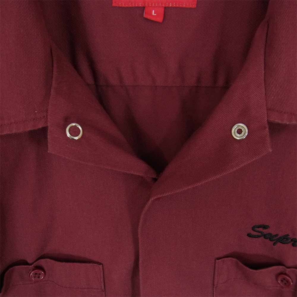 Supreme シュプリーム 18AW Rose L/S Work Shirts ローズ 長袖 ワーク シャツ エンジ系 L【中古】