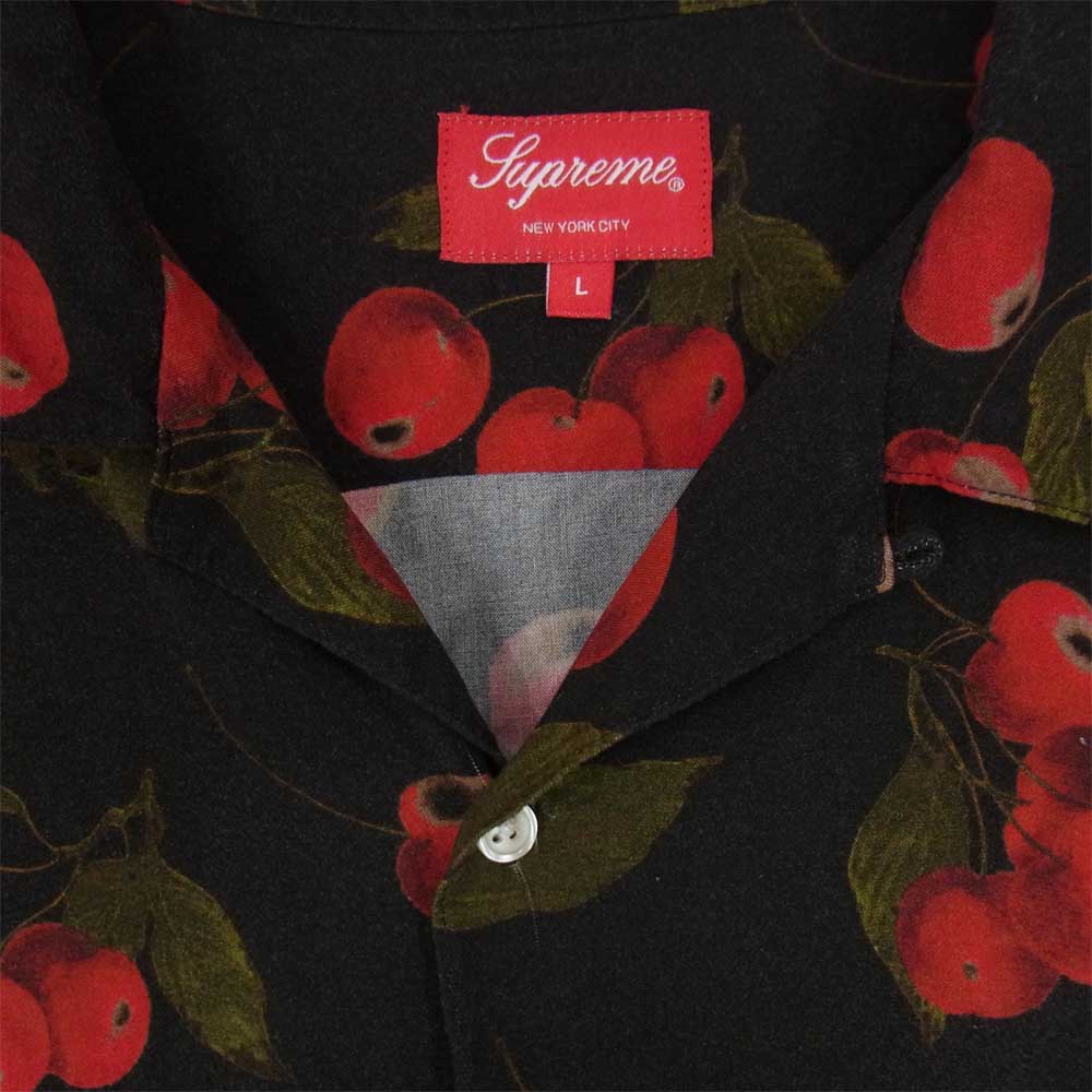 Supreme シュプリーム 19ss Cherry Rayon S/S Shirt チェリー レーヨン 半袖 シャツ ブラック系 L【中古】
