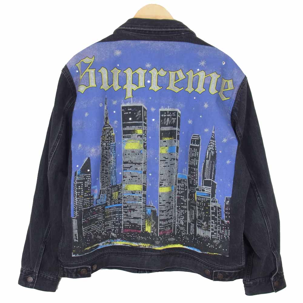 Supreme シュプリーム 19SS New York Painted Trucker Jacket ニューヨーク ペイント トラッカー ジャケット ブラック系 L【中古】