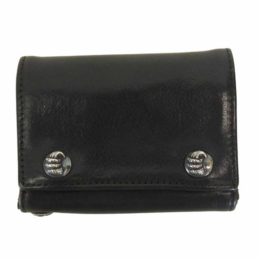 CHROME HEARTS クロムハーツ（原本無） 3 フォールド クロウ ボタン レザー ウォレット ブラック系【中古】