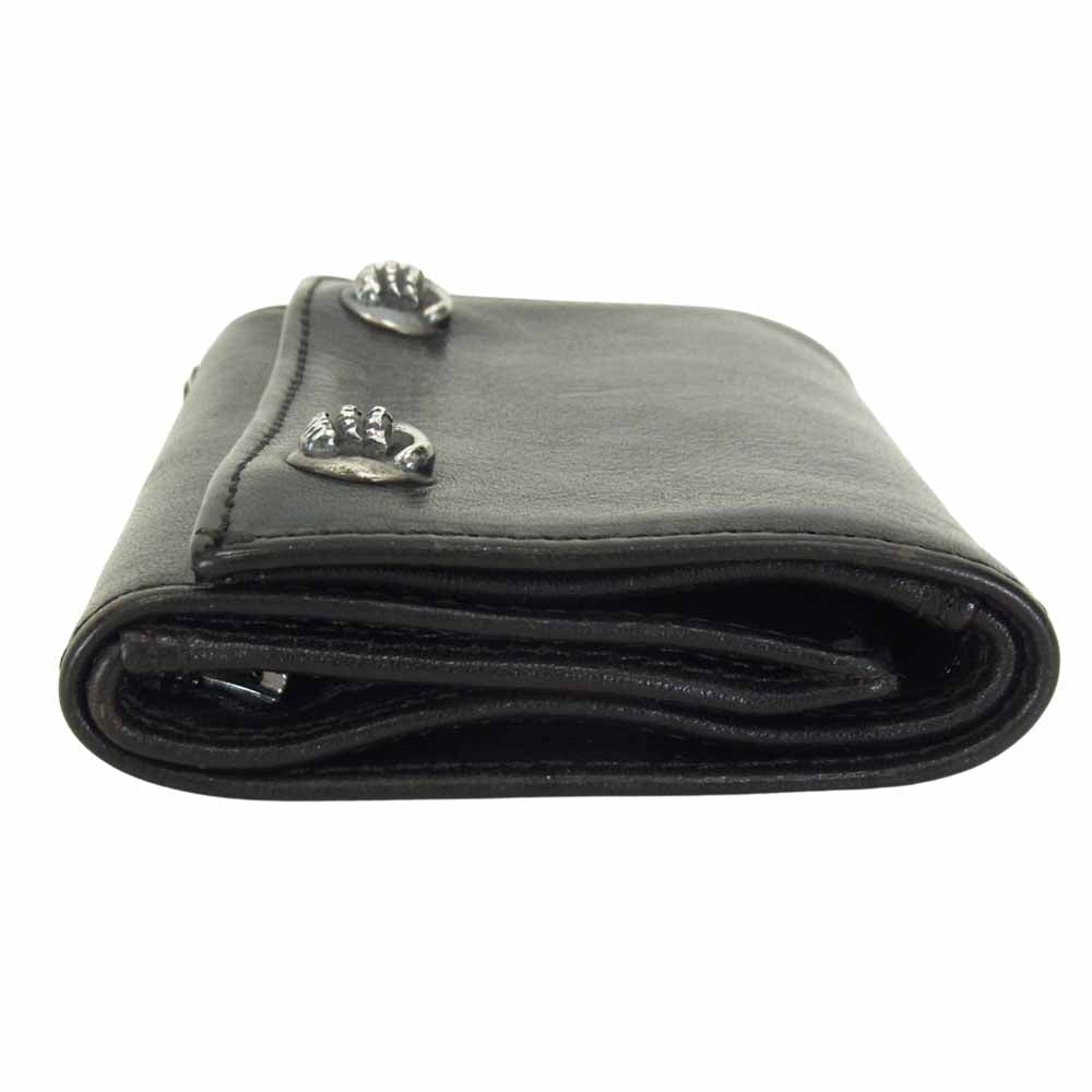 CHROME HEARTS クロムハーツ（原本無） 3 フォールド クロウ ボタン レザー ウォレット ブラック系【中古】