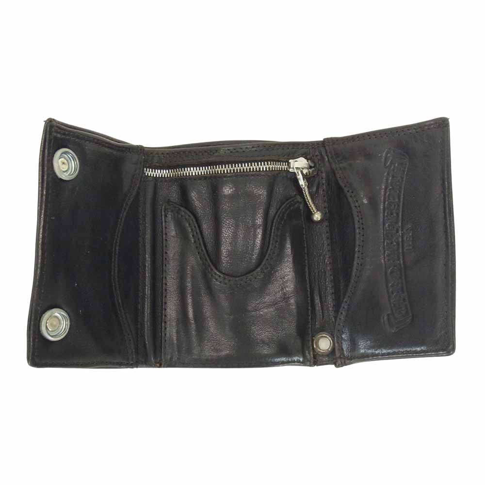 CHROME HEARTS クロムハーツ（原本無） 3 フォールド クロウ ボタン レザー ウォレット ブラック系【中古】