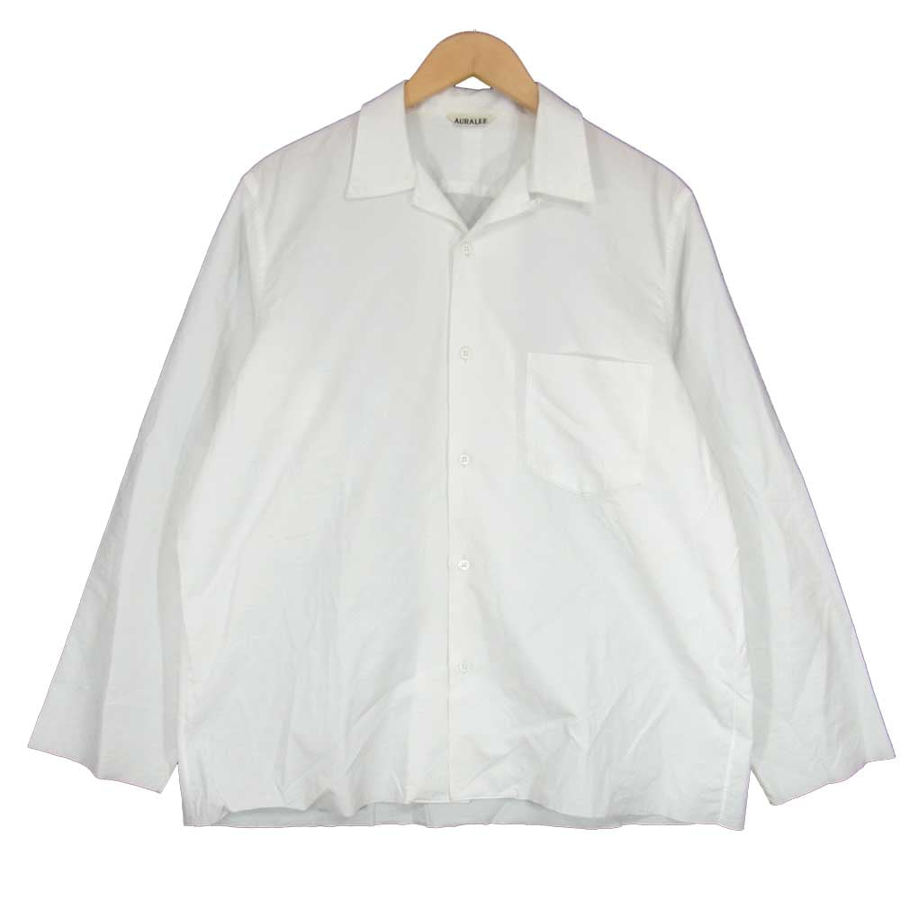AURALEE オーラリー A6SS02WC セルビッチ ウェザー クロス オープン カラー シャツ ホワイト系 5【中古】