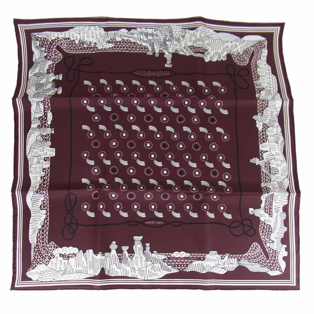 HERMES エルメス CARRE カレ 55 ななつ星 スカーフ エンジ系【極上美品】【中古】