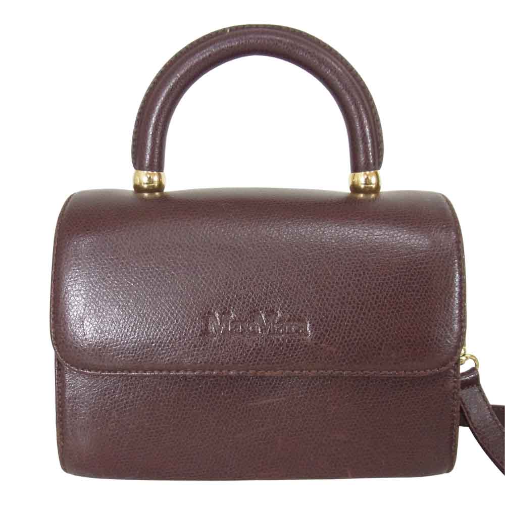 MAX MARA マックスマーラ 2WAY レザー ショルダー ミニ ハンド バック ブラウン系【中古】
