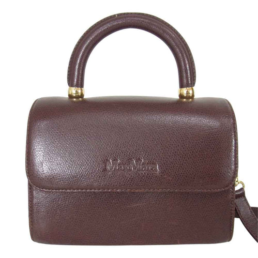 MAX MARA マックスマーラ 2WAY レザー ショルダー ミニ ハンド バック ブラウン系【中古】