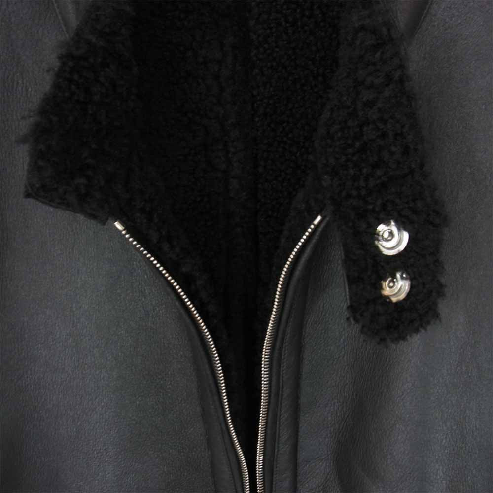 エンメティ H MOUTON アッカムートン 羊革 干場義雅 別注 シングル ライダース ジャケット ブラック系 46【極上美品】【中古】