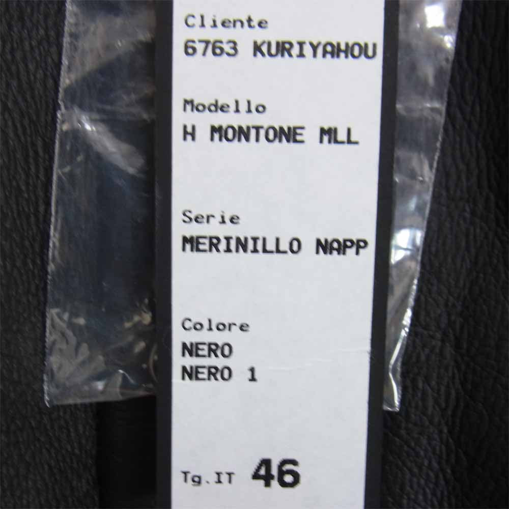 エンメティ H MOUTON アッカムートン 羊革 干場義雅 別注 シングル ライダース ジャケット ブラック系 46【極上美品】【中古】