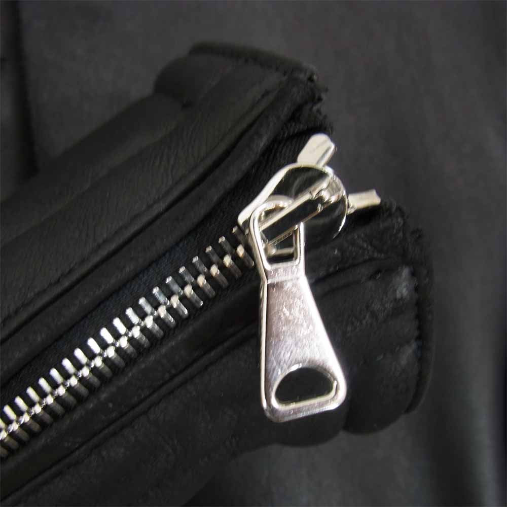 エンメティ H MOUTON アッカムートン 羊革 干場義雅 別注 シングル ライダース ジャケット ブラック系 46【極上美品】【中古】