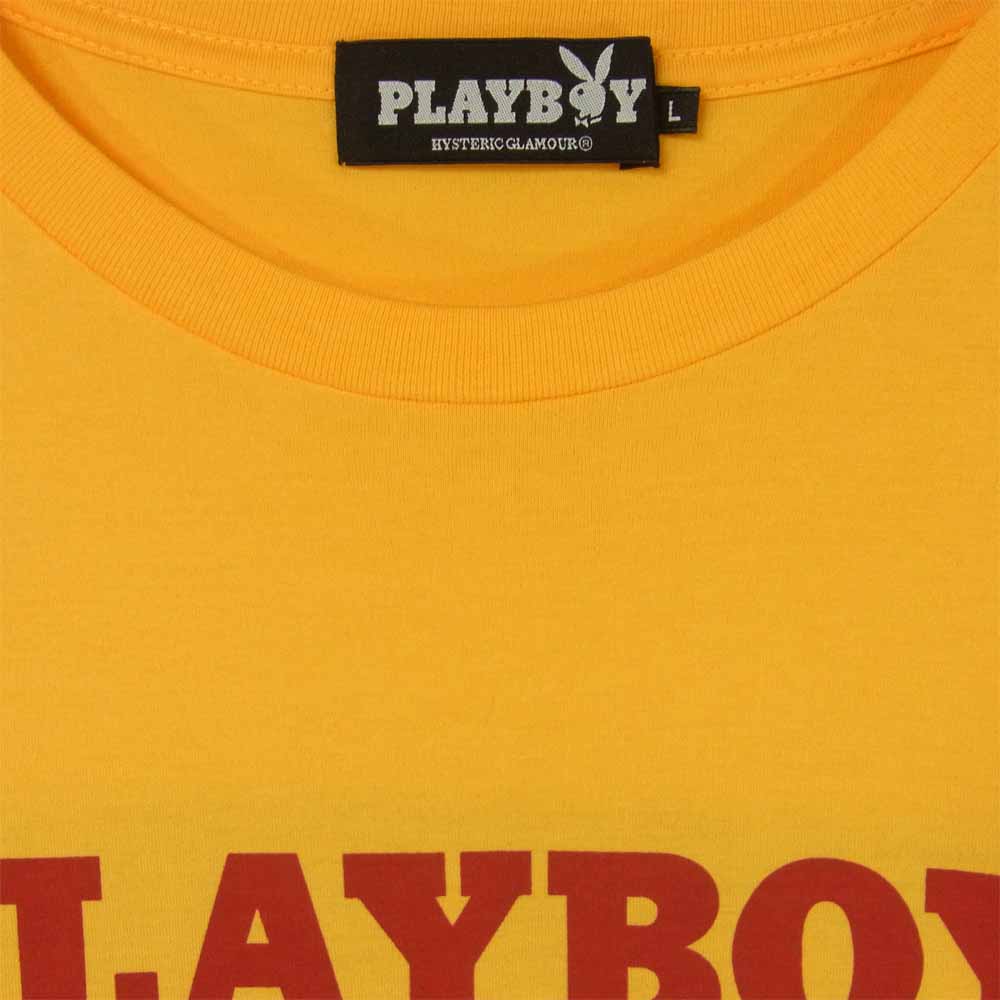 HYSTERIC GLAMOUR ヒステリックグラマー 19AW 12193CT03420 PLAYBOY プレイボーイ バタフライ ウーマン 半袖 Tシャツ イエロー系 L【極上美品】【中古】