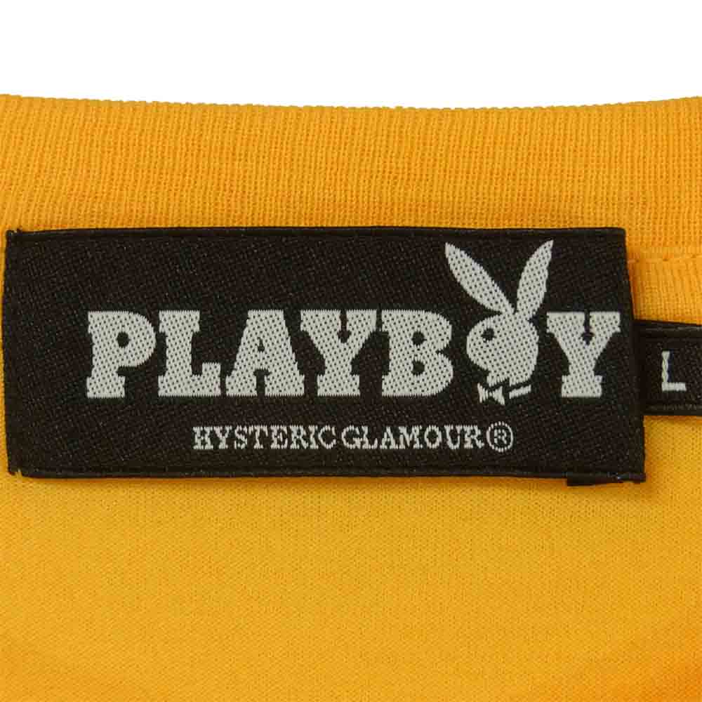 HYSTERIC GLAMOUR ヒステリックグラマー 19AW 12193CT03420 PLAYBOY プレイボーイ バタフライ ウーマン 半袖 Tシャツ イエロー系 L【極上美品】【中古】