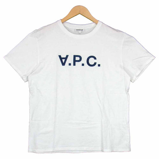 A.P.C. アーペーセー HIVER 87 T-SHIRT ロゴ フロッキープリント ホワイト系 L【中古】