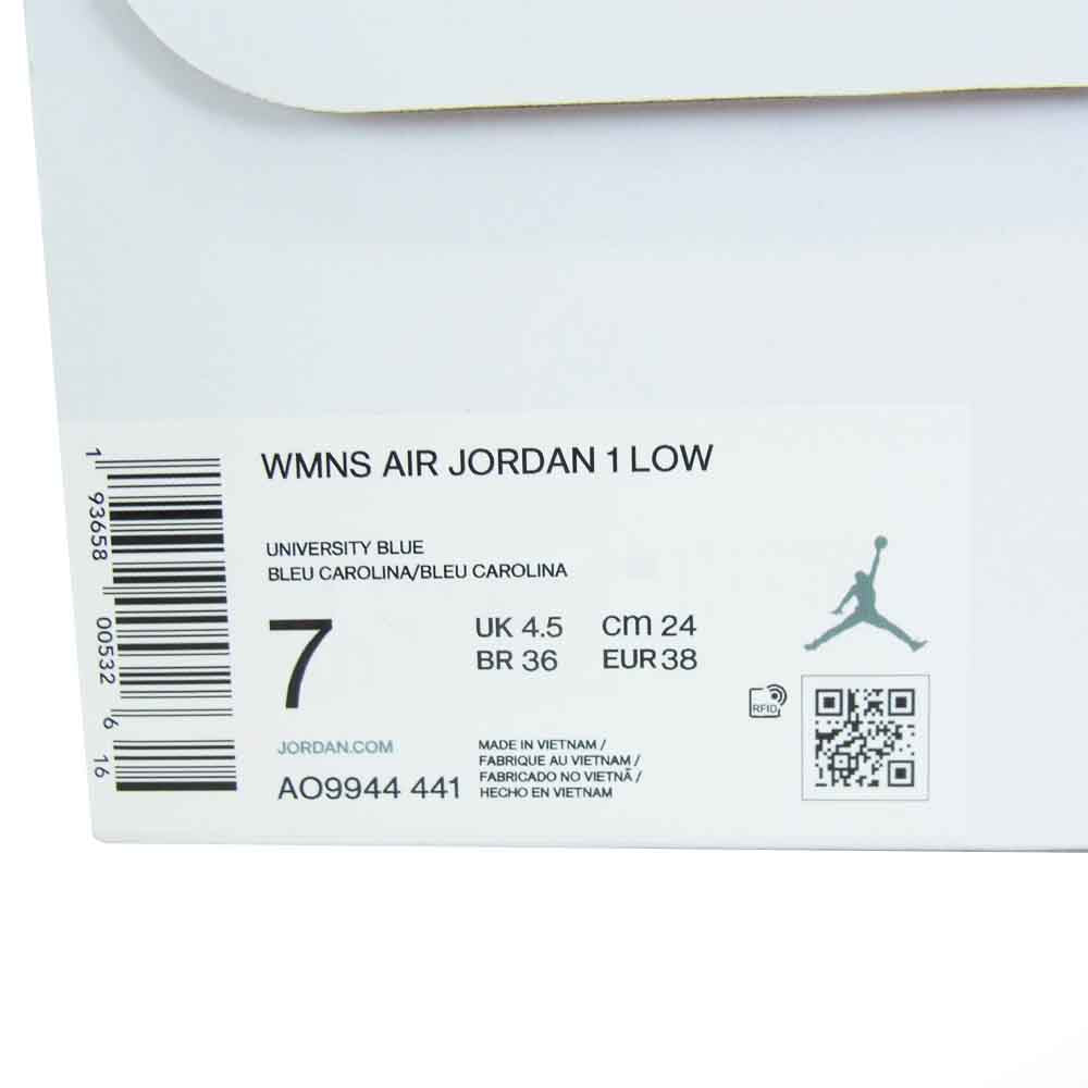 NIKE AIR JORDAN ナイキ ジョーダン AO9944-441 WMNS AIR JORDAN 1 LOW ローカット スニーカー ライトブルー系 24cm【中古】