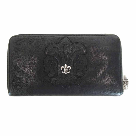 CHROME HEARTS クロムハーツ（原本無） REC F ZIP BS フレア ラウンドファスナー ジップ ウォレット ブラック系【中古】