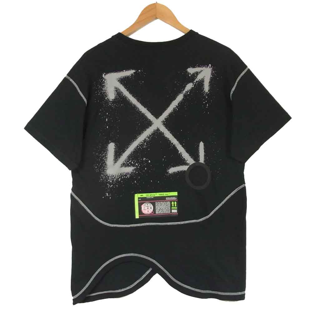 OFF-WHITE オフホワイト 20AW CN5567-010 NIKE M NRG RU SS TEE スウッシュ ロゴ バック スプレー アロー プリント 半袖 Tシャツ ブラック系 S【中古】