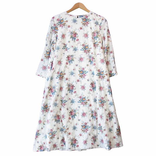 YAECA ヤエカ 90701 WRITE ライト A LINE DRESS SUSSEX S フラワープリント Aライン ドレス ホワイト系 M【中古】