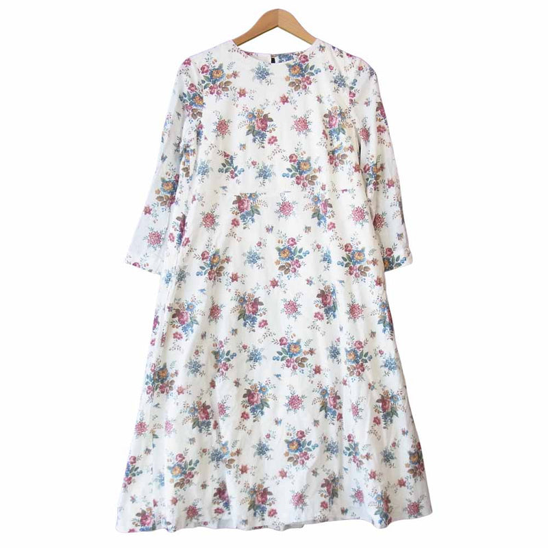 YAECA ヤエカ 90701 WRITE ライト A LINE DRESS SUSSEX S フラワープリント Aライン ドレス ホワイト系 M【中古】