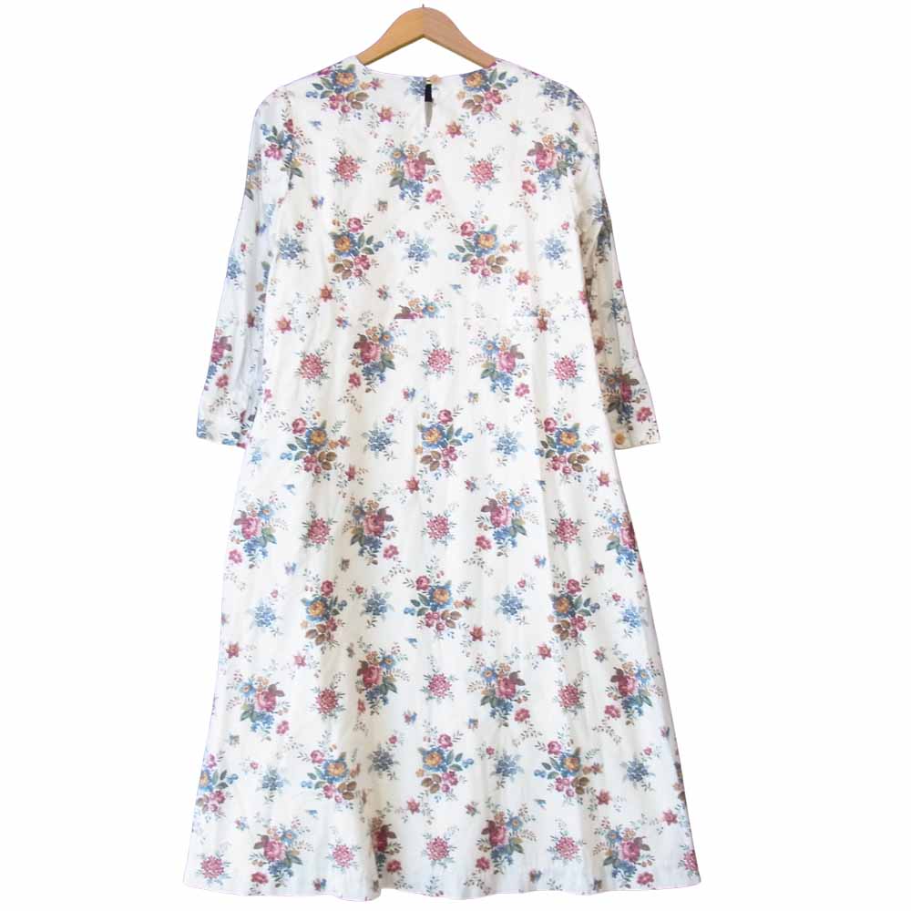 YAECA ヤエカ 90701 WRITE ライト A LINE DRESS SUSSEX S フラワープリント Aライン ドレス ホワイト系 M【中古】