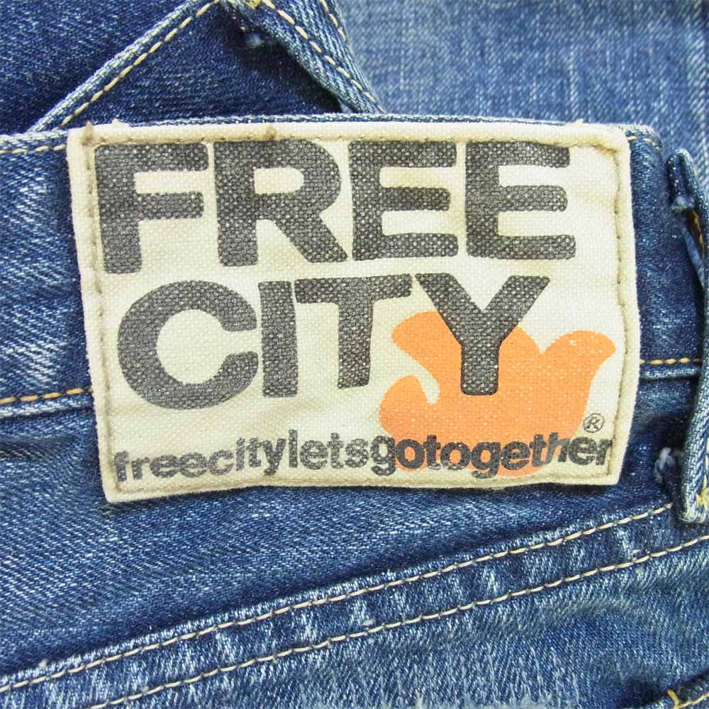 フリーシティ ダメージ リペア 加工 デニムパンツ 日本製 インディゴブルー系 30【中古】