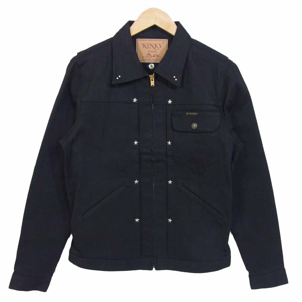 HYSTERIC GLAMOUR ヒステリックグラマー 02181AB07 スタッズ付 デニム ジップ ジャケット ブラック系 S【美品】【中古】