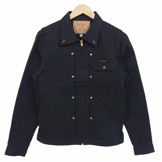 HYSTERIC GLAMOUR ヒステリックグラマー 02181AB07 スタッズ付 デニム ジップ ジャケット ブラック系 S【美品】【中古】