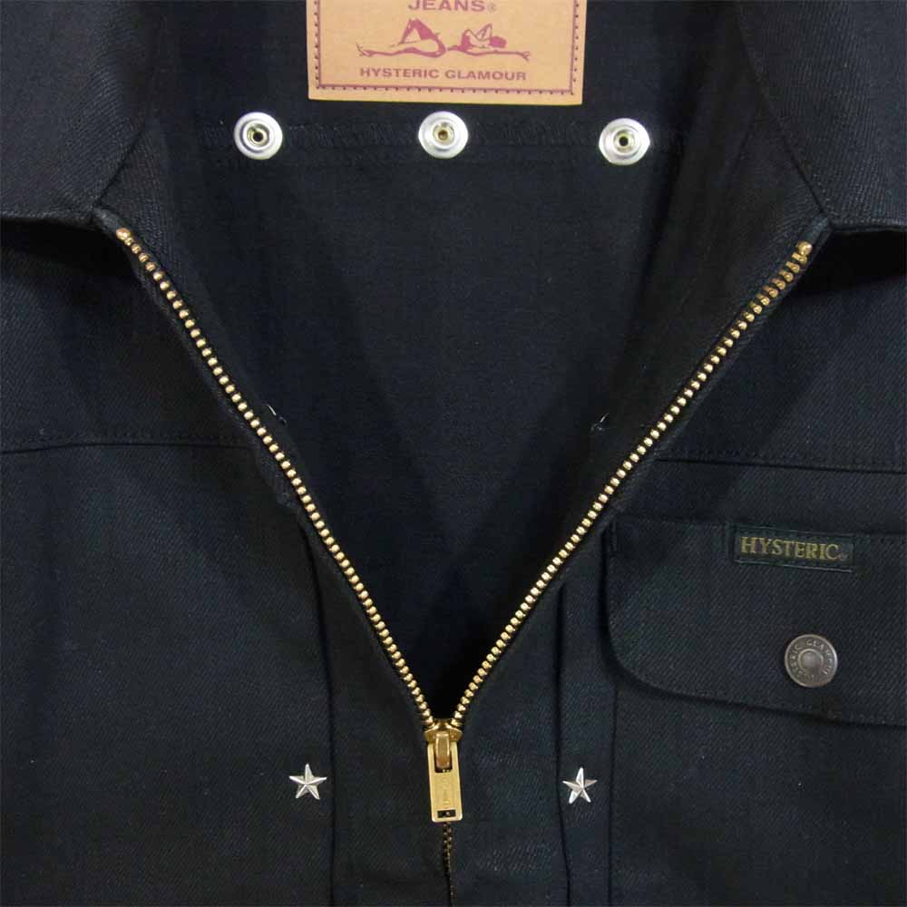 HYSTERIC GLAMOUR ヒステリックグラマー 02181AB07 スタッズ付 デニム ジップ ジャケット ブラック系 S【美品】【中古】