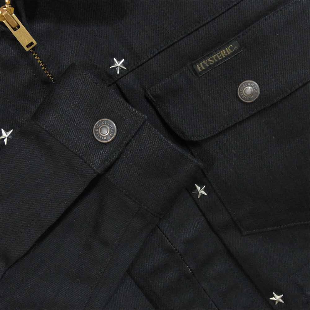 HYSTERIC GLAMOUR ヒステリックグラマー 02181AB07 スタッズ付 デニム ジップ ジャケット ブラック系 S【美品】【中古】
