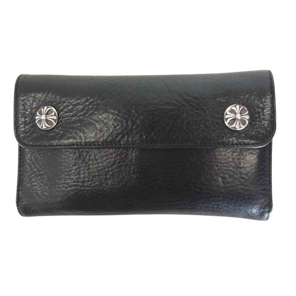 CHROME HEARTS クロムハーツ（原本無） WAVE クロスボール ボタン レザー ウォレット ブラック系【中古】