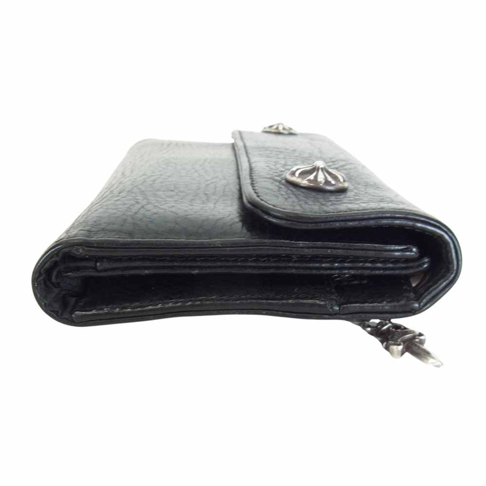 CHROME HEARTS クロムハーツ（原本無） WAVE クロスボール ボタン レザー ウォレット ブラック系【中古】