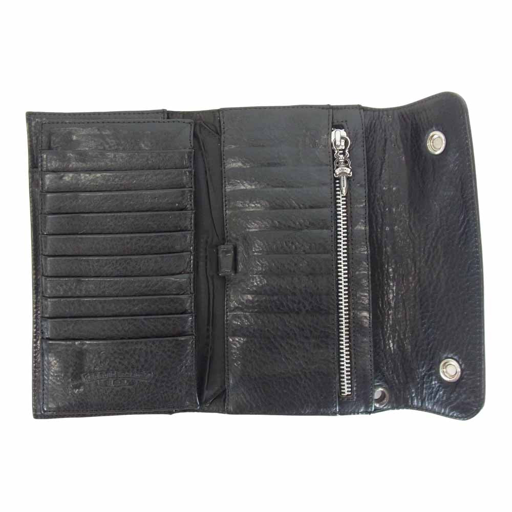 CHROME HEARTS クロムハーツ（原本無） WAVE クロスボール ボタン レザー ウォレット ブラック系【中古】