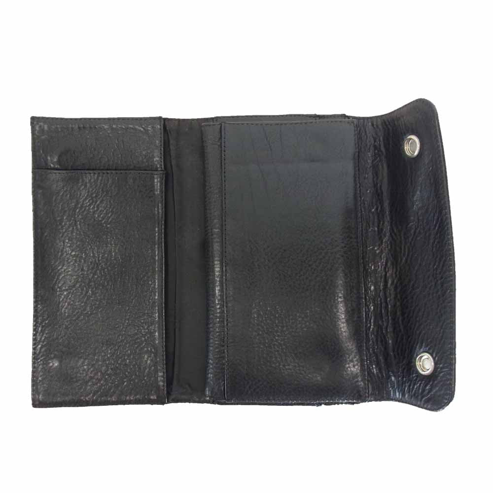 CHROME HEARTS クロムハーツ（原本無） WAVE クロスボール ボタン レザー ウォレット ブラック系【中古】