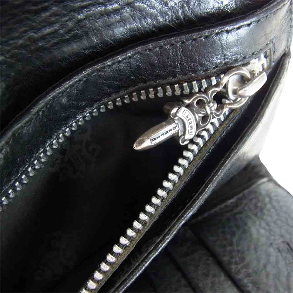 CHROME HEARTS クロムハーツ（原本無） WAVE クロスボール ボタン レザー ウォレット ブラック系【中古】