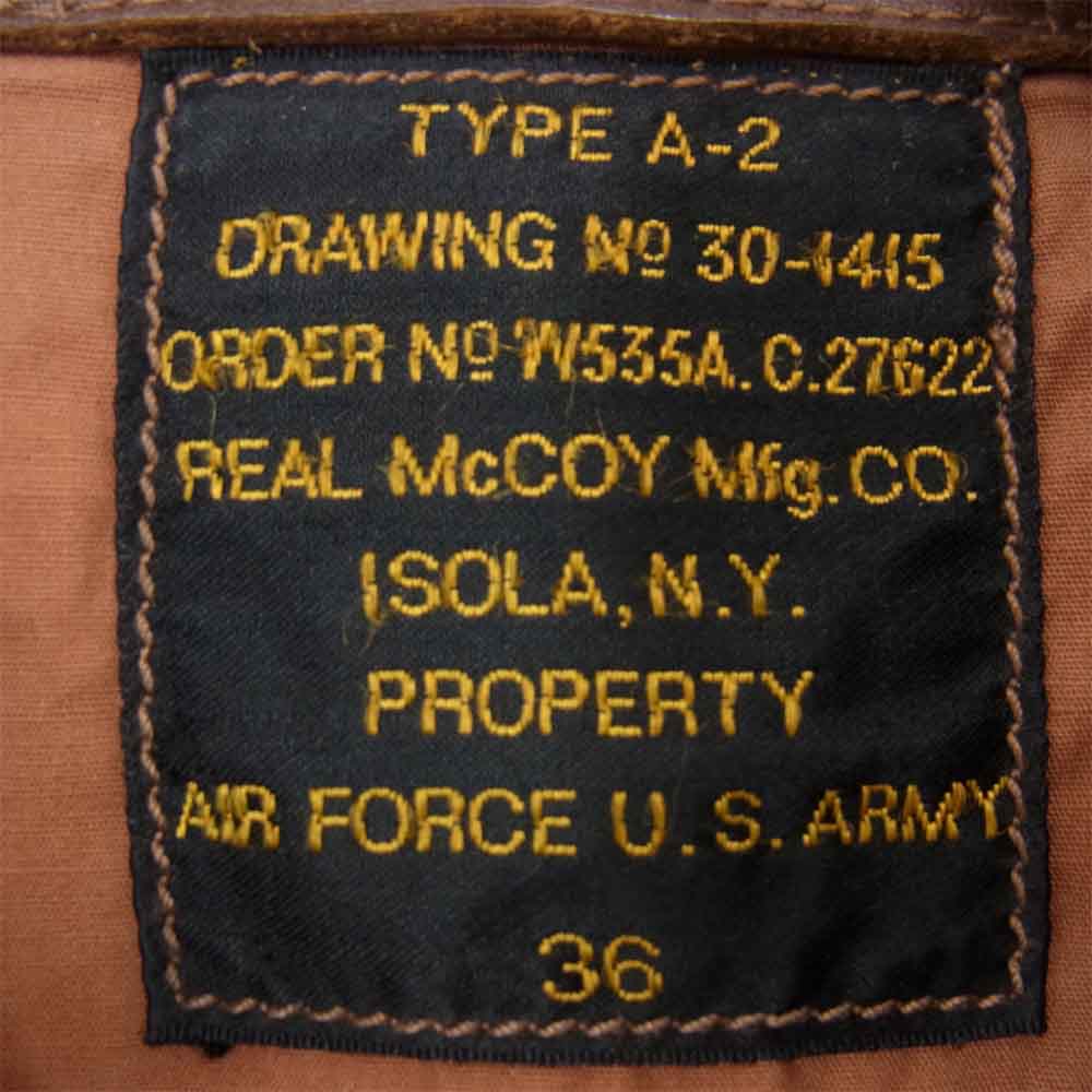 The REAL McCOY'S ザリアルマッコイズ ISOLA 初期 旧マッコイ A-2 フライト ジャケット ブラウン系 36【中古】