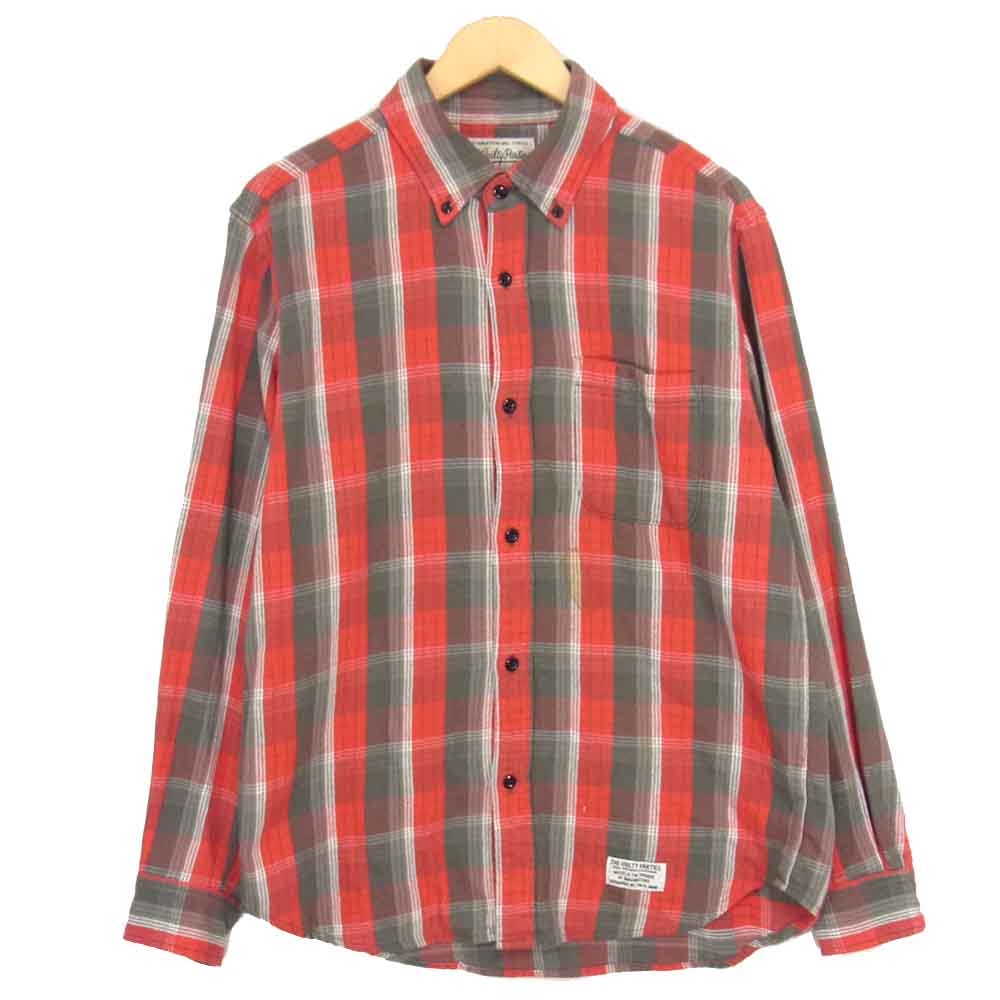 WACKO MARIA ワコマリア ボタンダウン チェック ネルシャツ レッド系 L【中古】