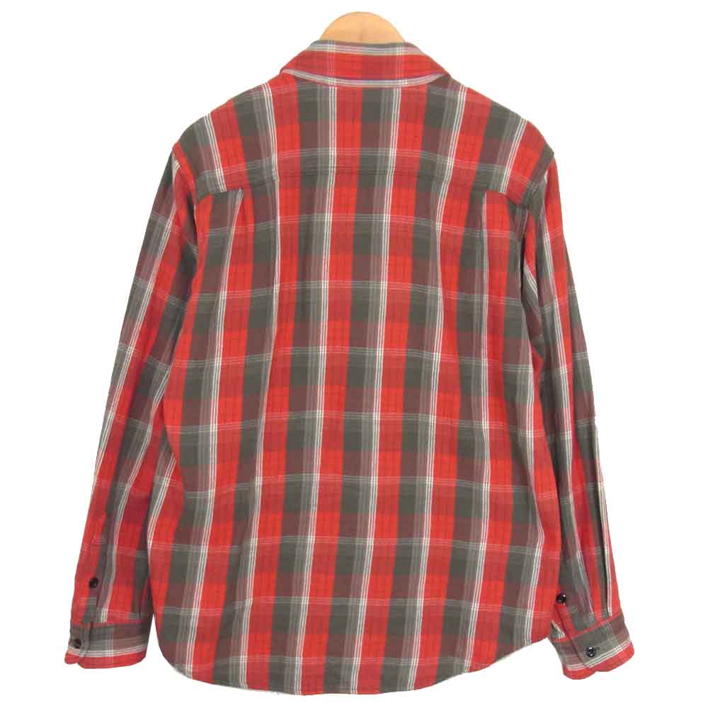 WACKO MARIA ワコマリア ボタンダウン チェック ネルシャツ レッド系 L【中古】
