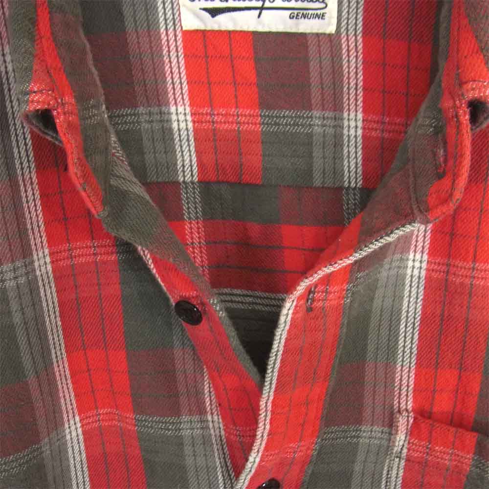 WACKO MARIA ワコマリア ボタンダウン チェック ネルシャツ レッド系 L【中古】