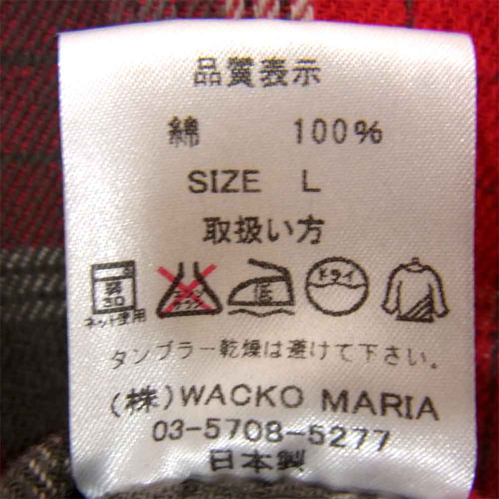 WACKO MARIA ワコマリア ボタンダウン チェック ネルシャツ レッド系 L【中古】