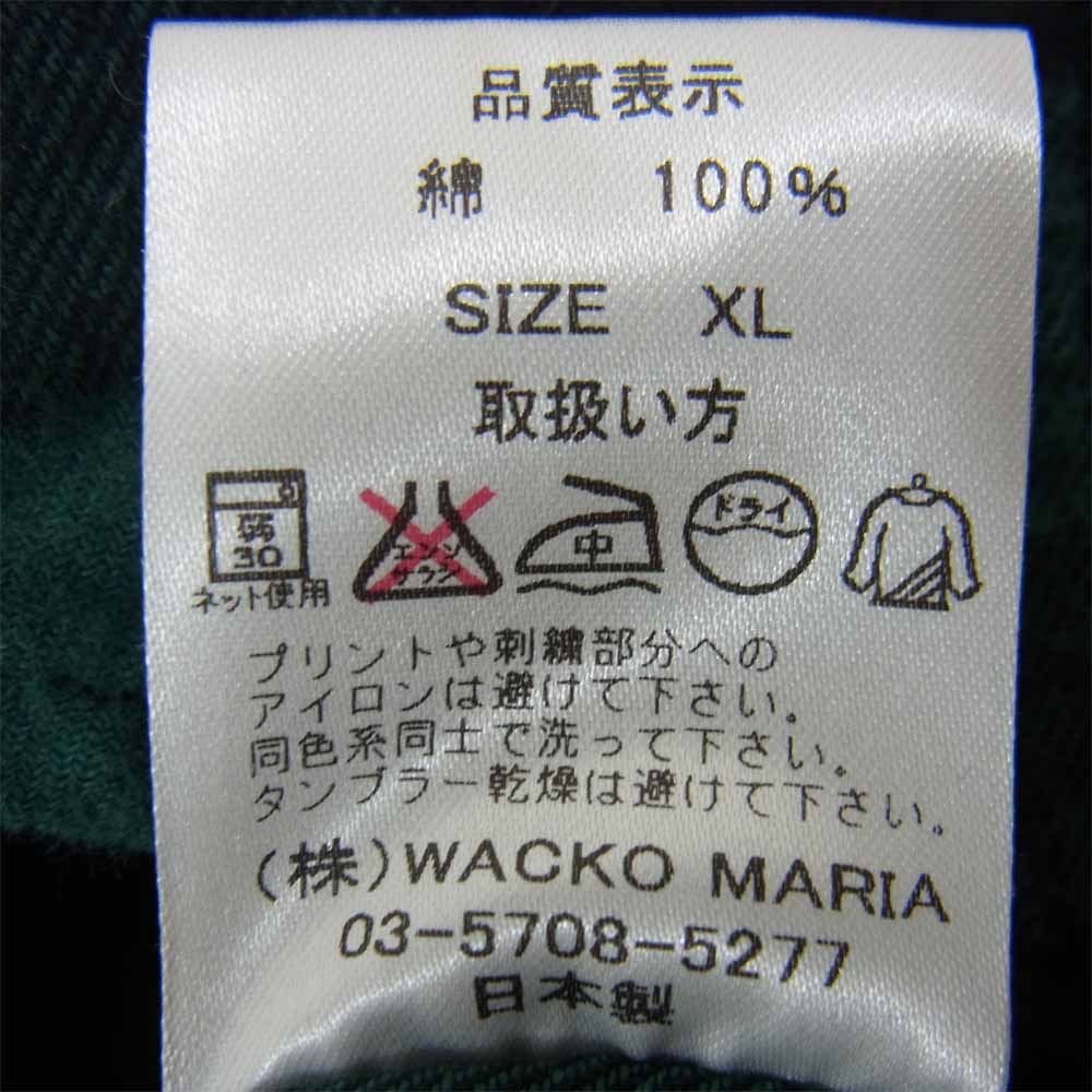 WACKO MARIA ワコマリア ブロック チェック ネルシャツ グリーン系 XL【中古】