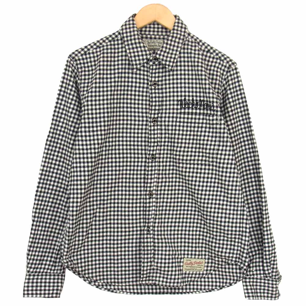 WACKO MARIA ワコマリア バックプリント ギンガムチェック ネルシャツ ブラック系 L【中古】