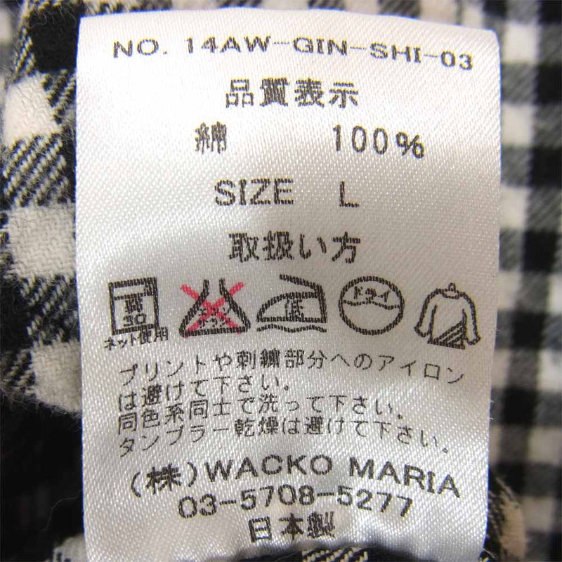 WACKO MARIA ワコマリア バックプリント ギンガムチェック ネルシャツ ブラック系 L【中古】