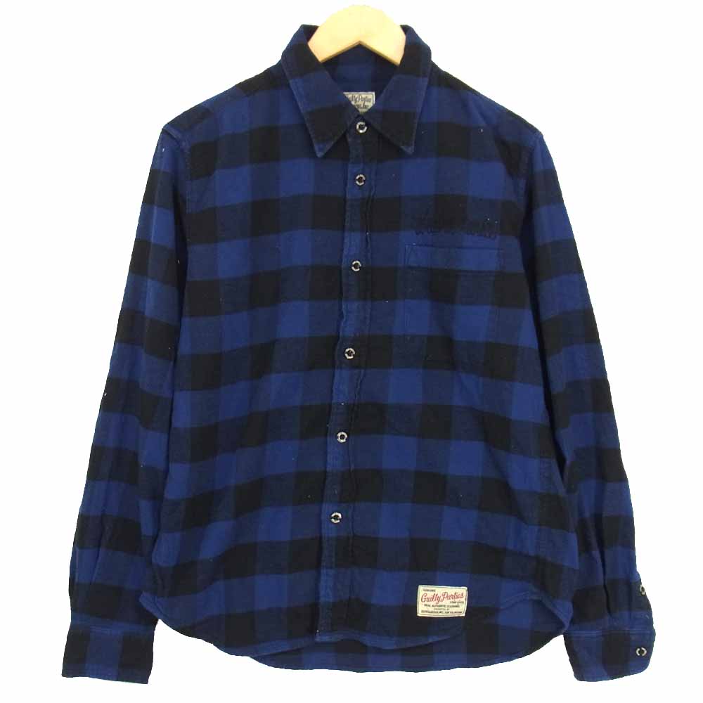 WACKO MARIA ワコマリア 14AW 14AW-BLO-SHI-04 BLOCK CHECK SHIRT ブロック チェック シャツ ネイビー系 L【中古】