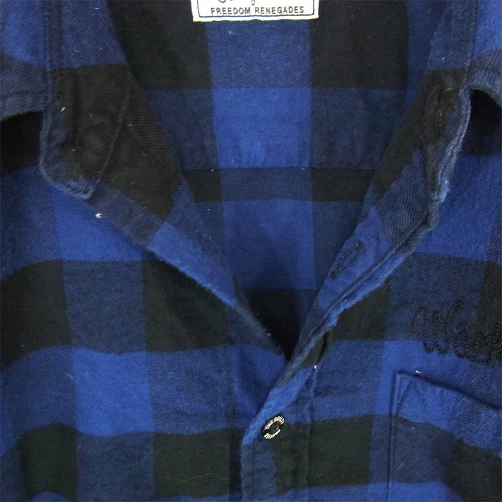 WACKO MARIA ワコマリア 14AW 14AW-BLO-SHI-04 BLOCK CHECK SHIRT ブロック チェック シャツ ネイビー系 L【中古】