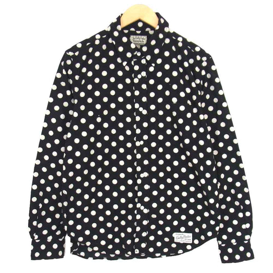 WACKO MARIA ワコマリア ポルカドット柄 フランネルシャツ ブラック系 L【中古】