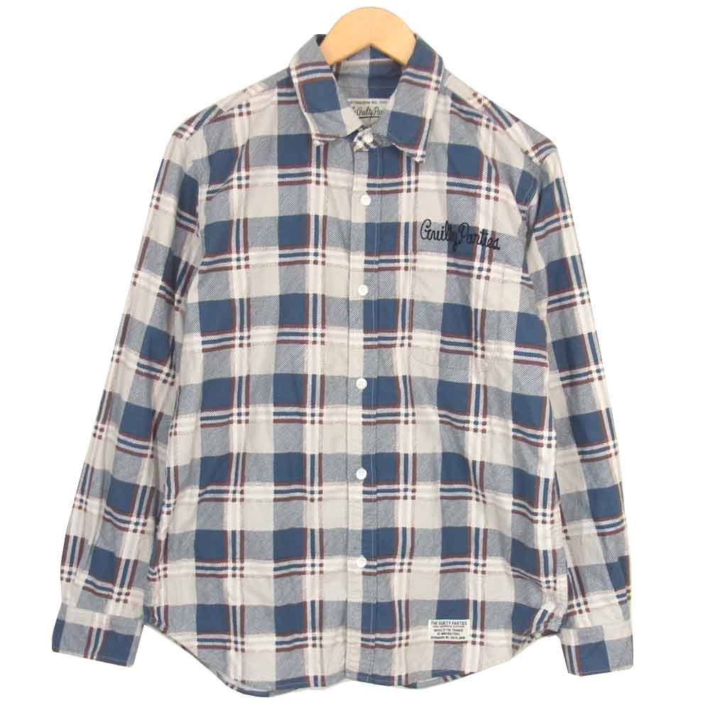 WACKO MARIA ワコマリア プリントネル チェック シャツ ブルー系 L【中古】