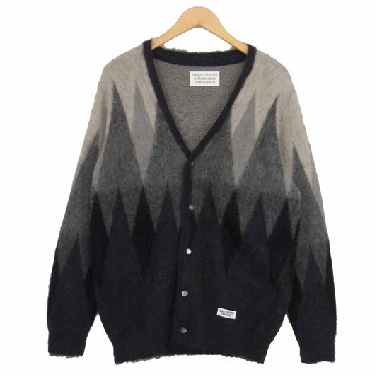 WACKO MARIA ワコマリア 17AW 17FW-WMK-KN18 MOHAIR DIAMOND JACQUARD CARDIGAN モヘア ダイヤモンド ジャガード カーディガン グレー系 L【美品】【中古】