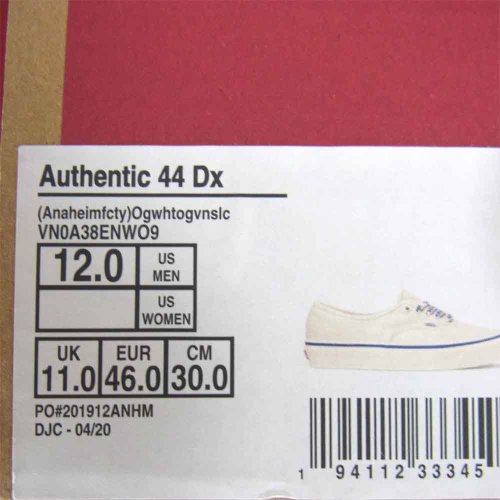 VANS バンズ VN0A38ENW09 Authentic 44 DX ANAHEIM FACTORY オーセンティック アナハイム ベージュ系 30cm【新古品】【未使用】【中古】