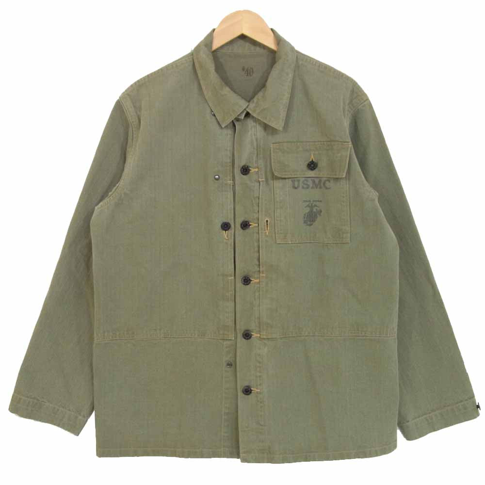 Buzz Rickson's バズリクソンズ BR13550 HERRINGBONE USMC JACKET ヘリンボーン ミリタリー カーキ系 40【中古】