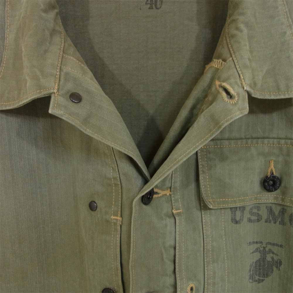 Buzz Rickson's バズリクソンズ BR13550 HERRINGBONE USMC JACKET ヘリンボーン ミリタリー カーキ系 40【中古】