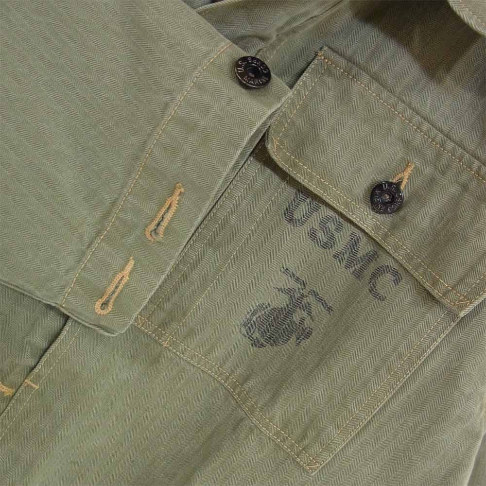 Buzz Rickson's バズリクソンズ BR13550 HERRINGBONE USMC JACKET ヘリンボーン ミリタリー カーキ系 40【中古】